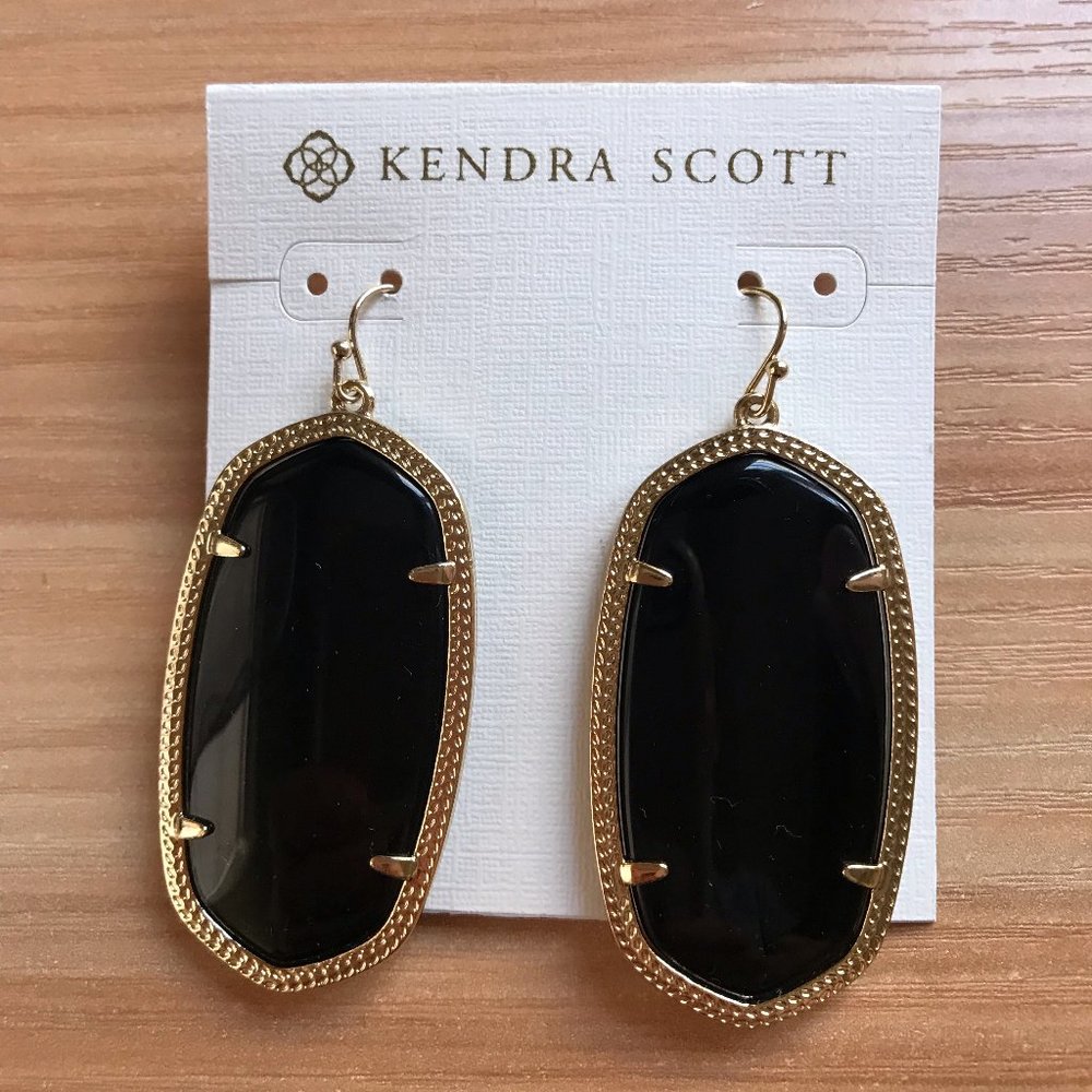 Kendra Scott: Elle Gold Drop Earrings in Black
